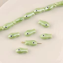 10Pcs Retro Small Fish Beads Charms Ceramic Spacer Loose Beads For Jewelry Making DIY Bracelet Accessories