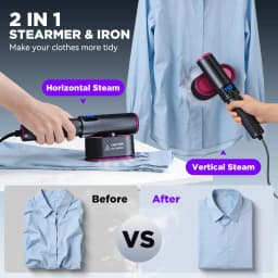 Travel Steamer for Clothes2-in-1 Steam Iron & Garment Steamer with Fast Heat-Up 1200W Portable Handheld Clothes Steamer Iron