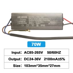 LED Driver 10W 20W 30W50W 70W 80W100W Adapter Transformer AC85V-265V to DC24-36V IP65 Power Supply 300mA 600mA900mA 1500/2100mA