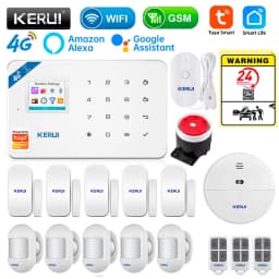 KERUI Security Alarm System Kit W184 4G WIFI GSM Alarm Wireless Home Tuya Smart APP Control Motion Sensor Burglar Support Alexa