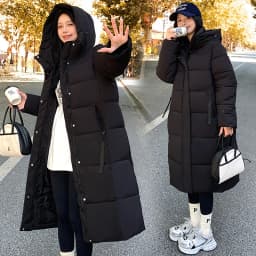 2026 Fashion Down Winter Cotton-padded Jacket Men Women Couple Clothes Long Parkas Thicken Warm Tops Hooded Overcoat Loose Coats