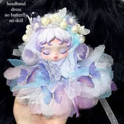 For Cloth Skullpanda Light Weaving Garden Exquisite Purple Butterfly Dress set Flower Headband Vinyl Doll Clothes Accessories