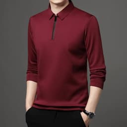 Men's Solid Color Long Sleeved POLO Shirt Casual Fashion Top