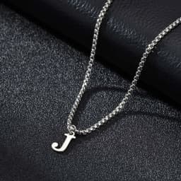 Vnox Simple A-Z Letter Necklace for Men, Waterproof Stainless Steel 26 Letters Pendant Necklace,Men’s Minimal Initial Necklace