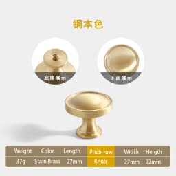 Pure Copper French Gold Wardrobe Handle Solid  Brass Cabinet Door Handle American Cabinet Door Drawer Gold Handle Brass