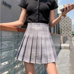Pleated Skirt Female Student Korean Style Spring Summer Y2k New High Waist Slimming College Style A- Line Pink Plaid Skirt Women