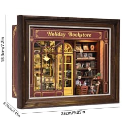 DIY Book Nook Kit 3D Wooden Puzzle LED Light Miniature Dollhouse Bookshelf Insert Photo Frame Ornament Friends Birthday Gifts