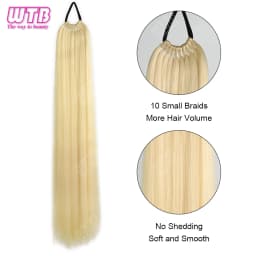 WTB Synthetic Braided Wig 24 Inch Corn Perm Curly Hair Ponytail Braided Wig Daily Wear Curly Ponytail