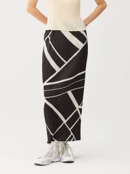 Miyake Pleated Fold Lines Printed Minimalist Design Straight Skirt