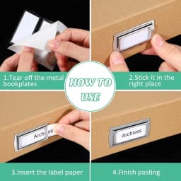 9Pcs Self Adhesive Metal Bookplates for Books Card Horizontal Clip Label Holders Metal Drawer Tag Silver Label Plate for Office