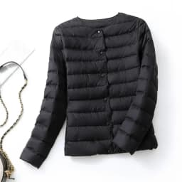 Women's Ultralight Down Liner Jacket, Collarless Packable Puffer Coat, Warm Thin Winter Layer, O-Neck Portable Padded Parka
