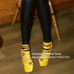 Nude Strappy Platform Stiletto Pumps Peep Toe Lace up High Heels Designer Elegant Style Cutout High Heeled Footwear for Banquet