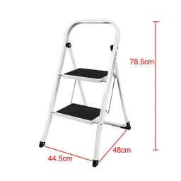 Folding Steel Step Ladder Heavy Duty Stool Seat Portable Ladder Metal Foot With Safety Non Slip Rubber For Office Garage Home