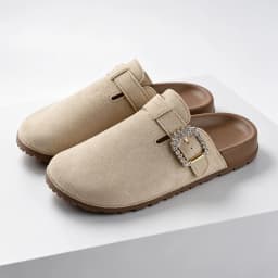 Women Large Size Closed Toe Mules Adjustable Buckle Slip‑on Slippers Ladies Casual Daily Flat Slides For Outdoor Walking