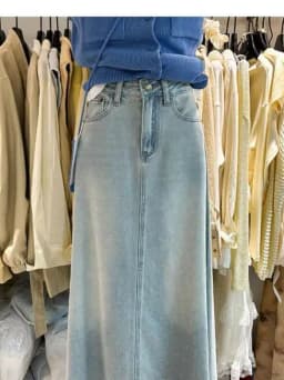High Waist Loose Fit Straight Leg Mid-Length Denim Skirt for plus Size Women Summer New Style Retro Blue A-Line Skirt