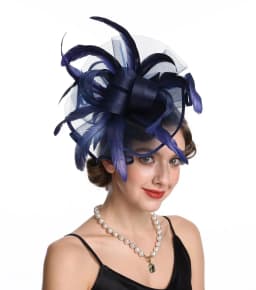 2026 Elegant Women's Fascinator Hat with Mesh and Big Feather Hair Clip Headpiece for Weddings Tea Party Hair Accessories