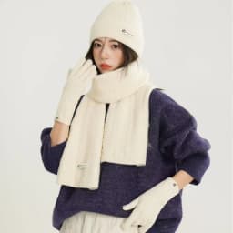 Winter Warm Knitted Hat Scarf Gloves Women's Windproof Adult Three-piece Set Scarves Solid Color Fashion Korean Hats for Women