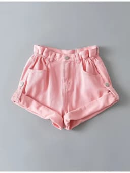 Wixra Women Basic Denim Shorts Candy Color Summer New Trendy Pants High Waist Casual Jeans Bottom