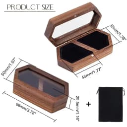 Blank Walnut Jewelry Storage Ring Box Engagement and Wedding Ring Holder Gift for Couples, Brides, and Grooms Ring Box With Bag