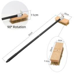 Pizza Oven Brush Copper Stove Brush Bristle Brass Wood Long Handle Grill Cleaning Oven Brush for Small Oven Kitchen Tool