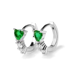 Huggies Earrings Purple white Green Blue Red Square Heart Silver Color Small Hoop Earrings for Women Girls Wedding Jewelry