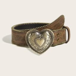 Vintage Carved Buckle PU Wide Belts Boho Brown Embossed Waistband Western Jeans Pants Belt