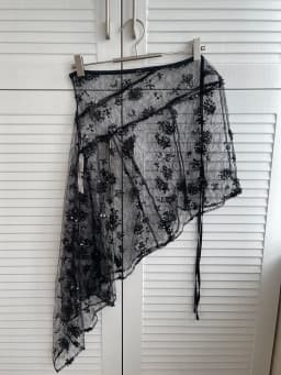 REDDACHiC 3-WAY Bustle Skirt Sequin Sarong Goth Irregular High Low Adjustable Low Rise Plaid Long Skirt Grunge Women Alt Clothes