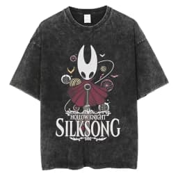 Washed Vintage Game Hollow Knight Double Sided Print T-shirt Men Women Fashion Casual T-shirts Oversized Short Sleeve T Shirts