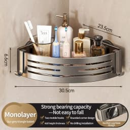 Suction Cup Perforation-Free Space Aluminum Bathroom Storage Shelf Bathroom Triangle Basket Wall Hanger Bathroom Corner Storage