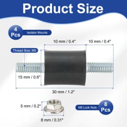 4/8Pcs M3 M4 M5 M6 Rubber Isolator Mounts Rubber Studs Shock Absorber Anti-Vibration Isolation Damping Mounts with Lock Nuts