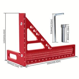 Aluminum Alloy 3D Woodworking Square Protractor, Multipurpose Triangle Layout Marking Measuring Ruler, Wood DIY Layout Hand Tool
