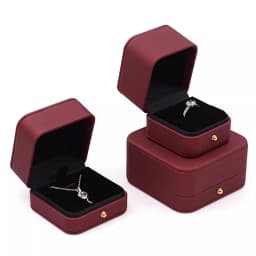 Wine Red Leather Jewelry Gift Packaging Box Wedding Ring Necklace Pendant Gift Box Brooch Long Chain Exquisite Gift Case
