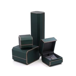 Fashional New Design PU Leather Double Ring Pendant Bangle Bracelet Jewelry Gift Box for Marriage Proposal Wedding