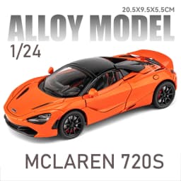 1/24 Scale 720S Racing Sports Car Alloy Model Toy Diecast Vehicle Metal Fast Furious Sound Light Collect Kid Birthday Gift Deco
