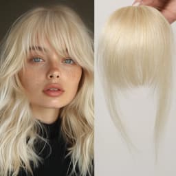 Brown Wispy Bangs Human Hair Bangs OverHead Clip in Hair Extension Natural Hair in Air Bangs Fringe Hairpieces for Women 4.5inch