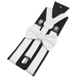 Adjustable Elastic Leather Suspenders Bowtie Set Men Women Baby Blue Braces Straps For Wedding Y-Back Shirt Accessories Gift