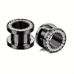 1 Pair Double Flare Stainless Steel Tunnel Specification Screw Gemstone Rhinestone Tunnel Plug Tensioner Jewelry 8G-5/8"