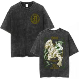 Vintage Washed Anime Jojo Bizarre Adventure T-shirt Giorno Giovanna Manga Graphic T-shirts Men's Clothing Cotton Casual T shirts