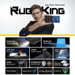 Ulefone RugKing Rugged Phone 8GB+128GB/256GB 5.99 inch Android 15 9600mAh 50MP Camera Unisoc T7255 NFC Global Version Smartphone