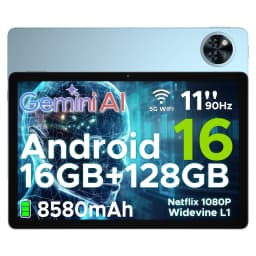 DOOGEE U11 2 in 1 Tablet PC 16GB(4+12) 128GB 11" Ultra-clear 90Hz Display Unisoc T606 8580mAh Battery Android 16 Widevine L1