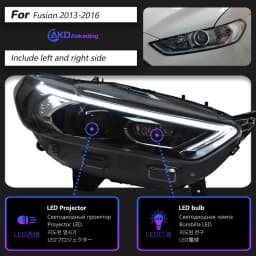 AKD Head Lamp for Ford Mondeo Fusion Headlight 2013-2016 Headlights Mondeo DRL Turn Signal High Beam Angel Eye Projector Lens