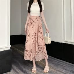 High Waist A-Line Floral Print Chiffon Halter Neck Dress Women's Summer New Style Belted Wrap Skirt Casual Polyester Fiber