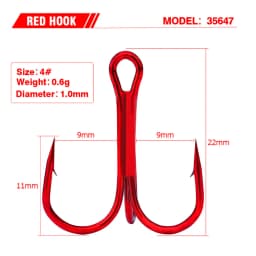 20PCS/Lot Red Anchor Hook High Carbon Steel Barbed Treble Hook Fishing Tackle Tool Accessories Sea Fishing Wild Fishing