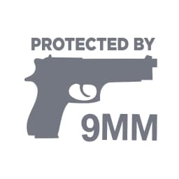 Protected By The Gun 9MM Bumper Vinyl Car Sticker Gun Ammo Decor