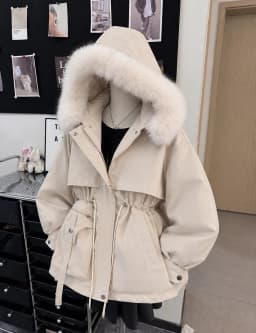 Winter Warm Cotton Padded Jacket 2026 Korean Style Women Faux Fur Turtleneck Coat Y2K Vintage Casual Parka Long Outerwear Tops