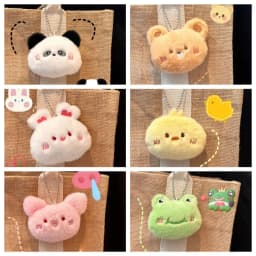 Cartoon Soft Animal Keychain Cute Plush Bear Keyring For Women Rabbit Frog Doll Keychain Backpack Pendant Ornaments Girls Gift