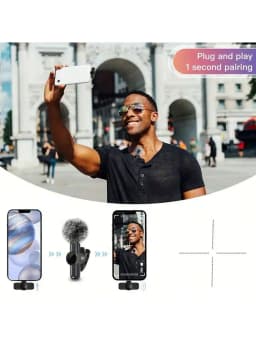 Wireless Lavalier Microphone, Mini Microphone, Suitable for Mobile Live Streaming, Video Recording and Recording