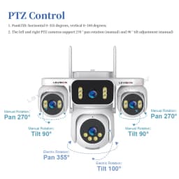 LS VISION 20MP 12X Optical Zoom Four Screens AOV 4G Solar Camera Outdoor 4-Lens 24/7 Video Recording Auto Tracking CCTV Cameras