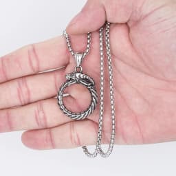 Hip Hop Rock Circular Ring Dragon Necklace For Men Vintage Stainless Steel Chain Silver Color Neck Hippie Jewelry Women Gifts