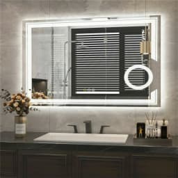 LUVODI LED Bathroom Mirror Wall Mounted, Magnifying Vanity Mirror with Lights for Makeup Shaving, Washroom Toilet Shower Mirror